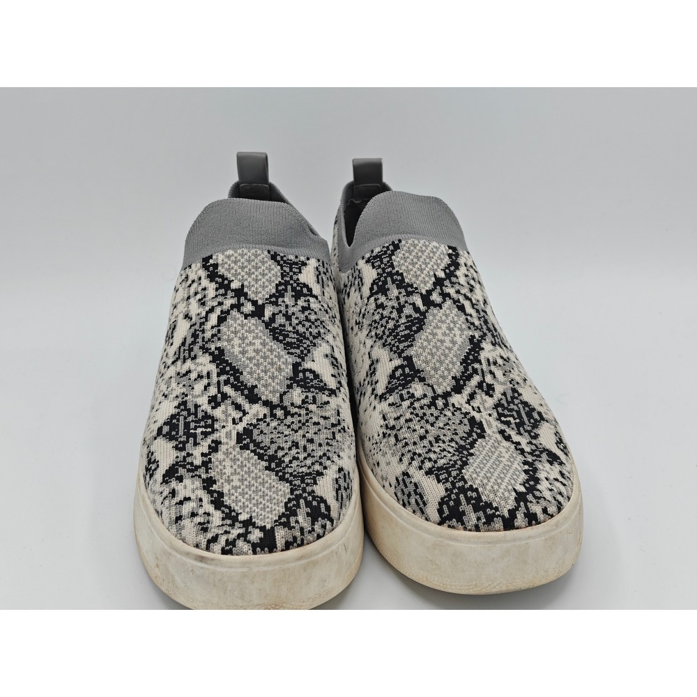 Steve Madden Beale Womens 9M Grey Snakeskin Print Knit Platform Slip On Sneakers